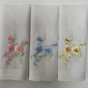 Ladies Floral Handkerchiefs - Flax