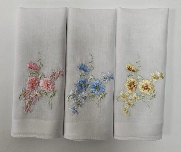 Ladies Floral Handkerchiefs - Flax