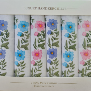 Presentation Boxes of Floral Printed Ladies Handkerchiefs (6 Pack)