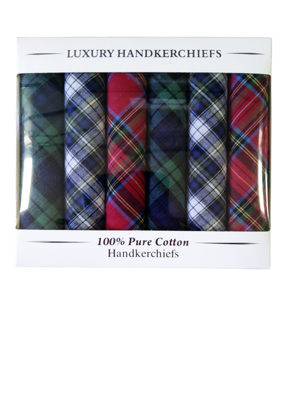 Presentation Box of Tartan Handkerchiefs (6 Pack)