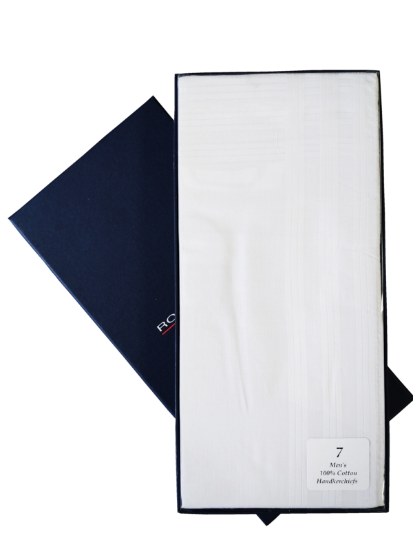 Handkerchief - Presentation Box of Men's White Handkerchiefs (7 pack)