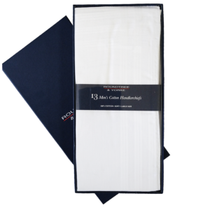 Presentation Box of 13 Mens White Cotton Handkerchiefs