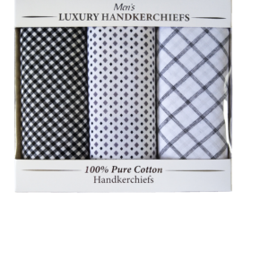 Handkerchief - Grey Check assorted gift box (3 pack)