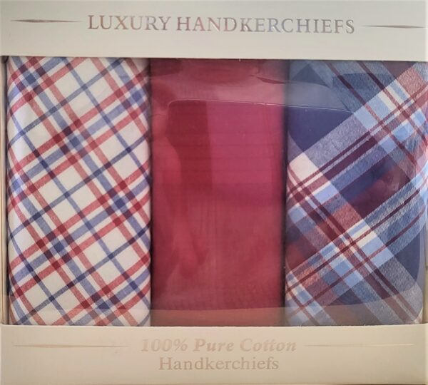 Handkerchief - Red/Blue assorted gift box (3 pack)