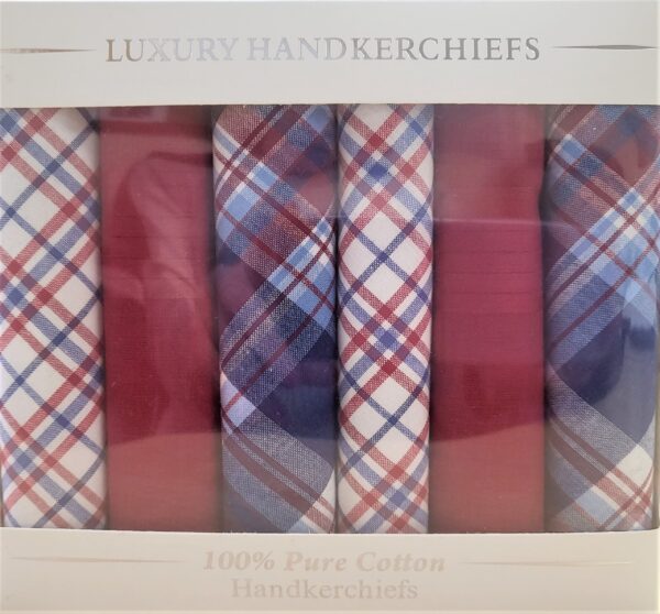 Handkerchief - Red/Blue assorted gift box (6 pack)