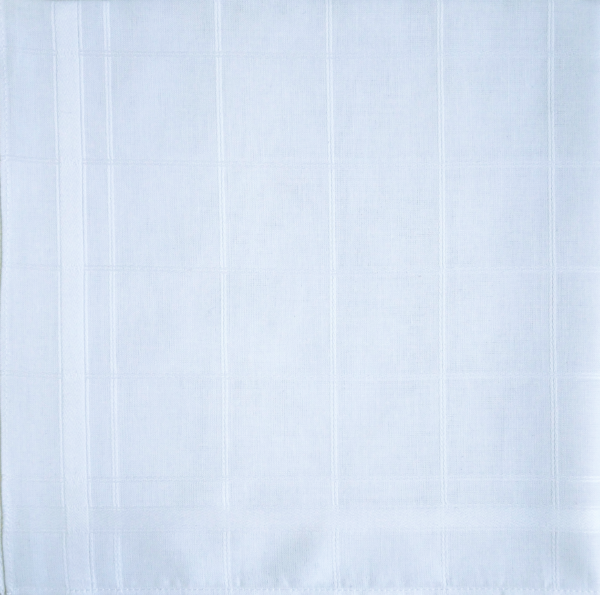 Handkerchief - Mens White Handkerchief with Satin Check Design - Image 2