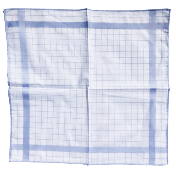 Handkerchief - Mens - Blue Stripe and Grey Check Design - Image 2