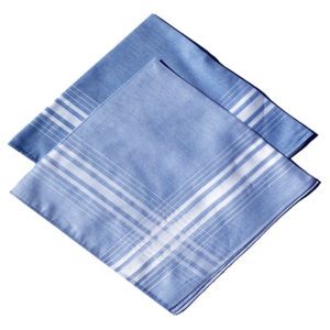 Handkerchief - Mens - Blue with Triple White Stripes (2 pack)