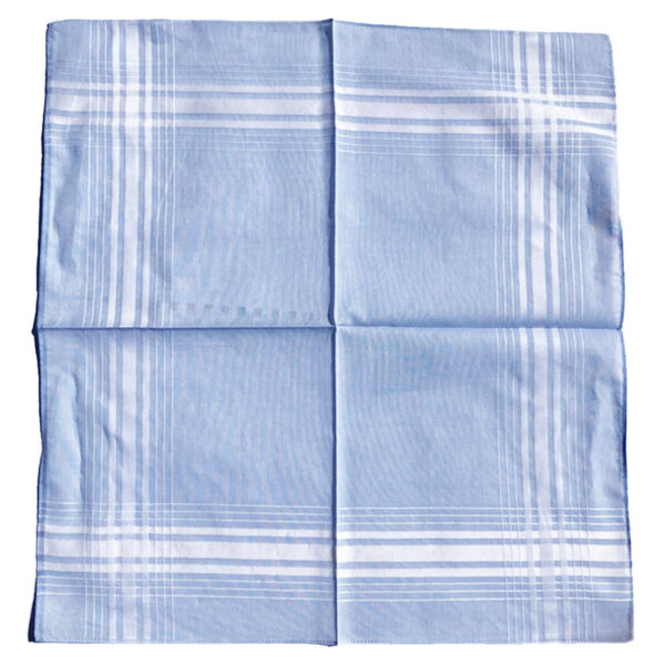 Handkerchief - Mens - Blue with Triple White Stripes (2 pack) - Image 2