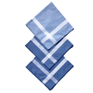 Handkerchief - Mens - Blue with Solid White Stripes (3 pack)