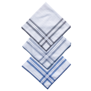 Handkerchief - Mens - Triple Striped with White Check (3 pack)