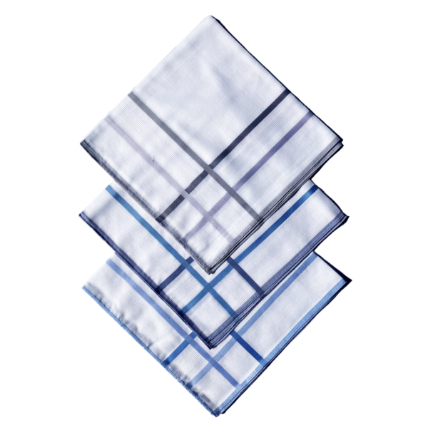 Handkerchief - Mens - Double Check Striped (3 pack)