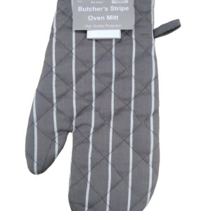 Butcher's Stripe Single Oven Mitt - Grey