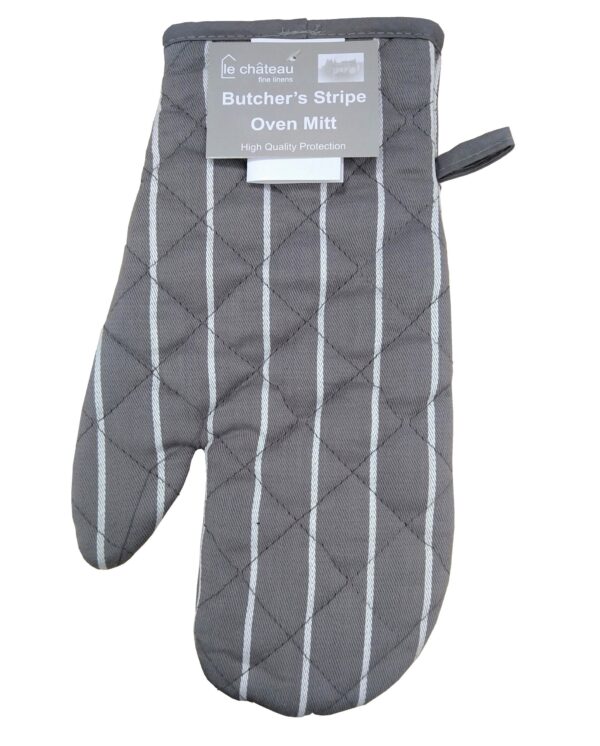 Butcher's Stripe Single Oven Mitt - Grey