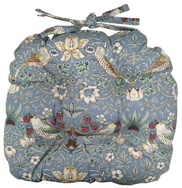 Strawberry Thief Blue - Piped Seat Pad