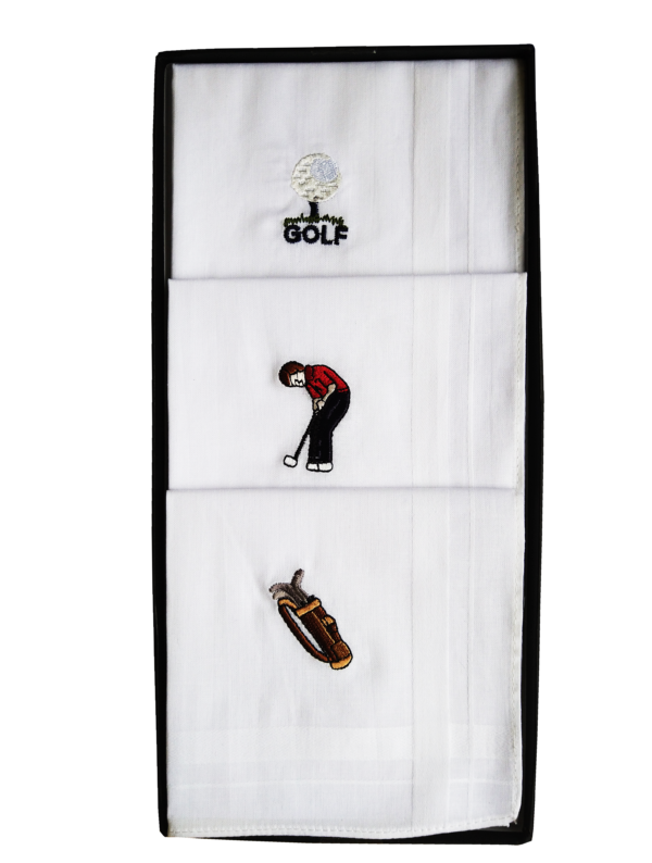 Handkerchiefs - Golf design in gift box (3 pack)