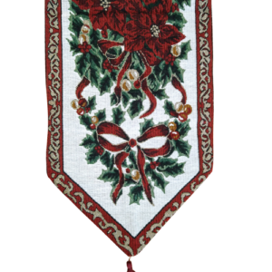 Poinsettia Silver Tapestry Table Runner
