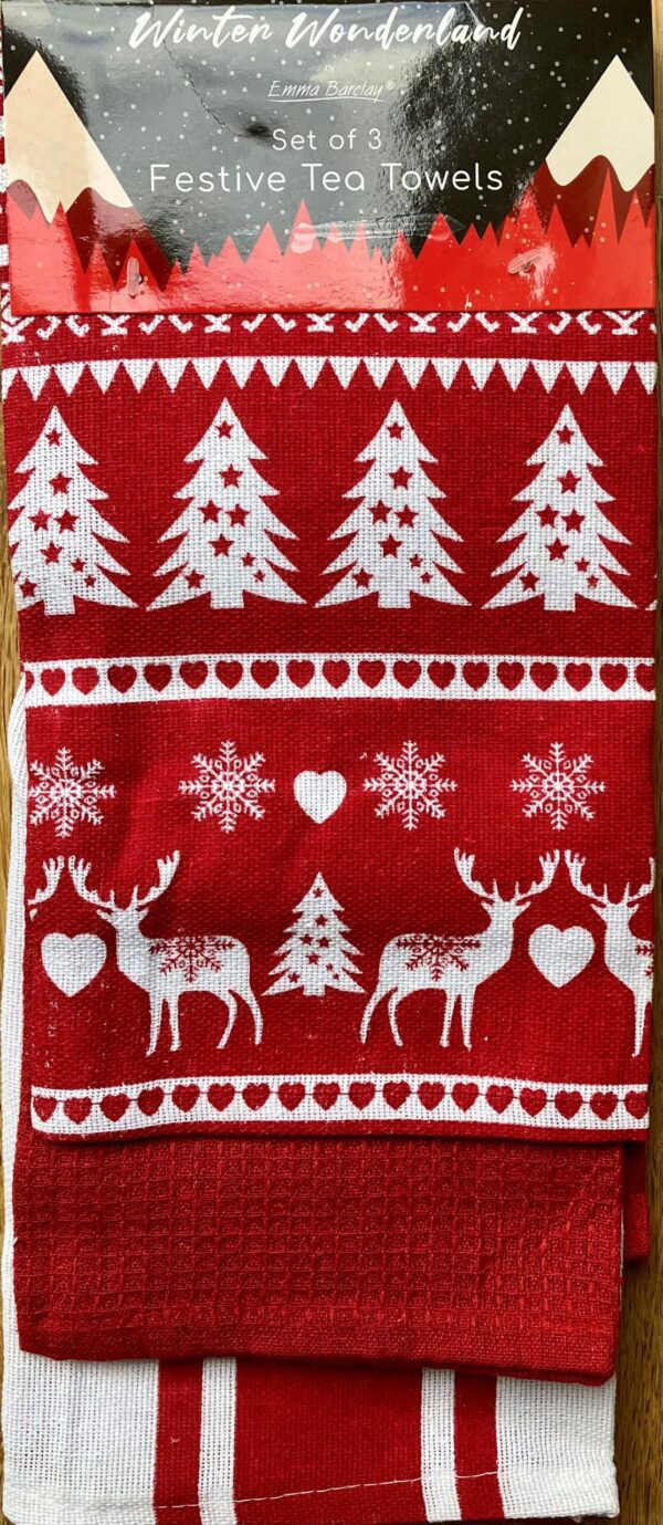 Festive Tea Towels - Red 3 Pack