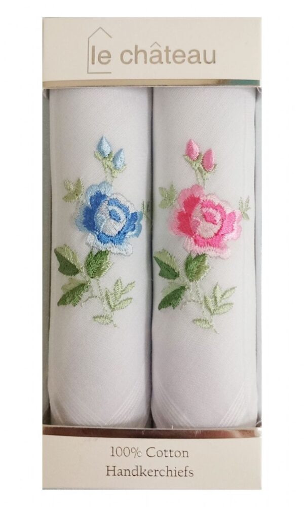 Ladies Floral Embroidered Handkerchiefs | Box of 2 - Image 8