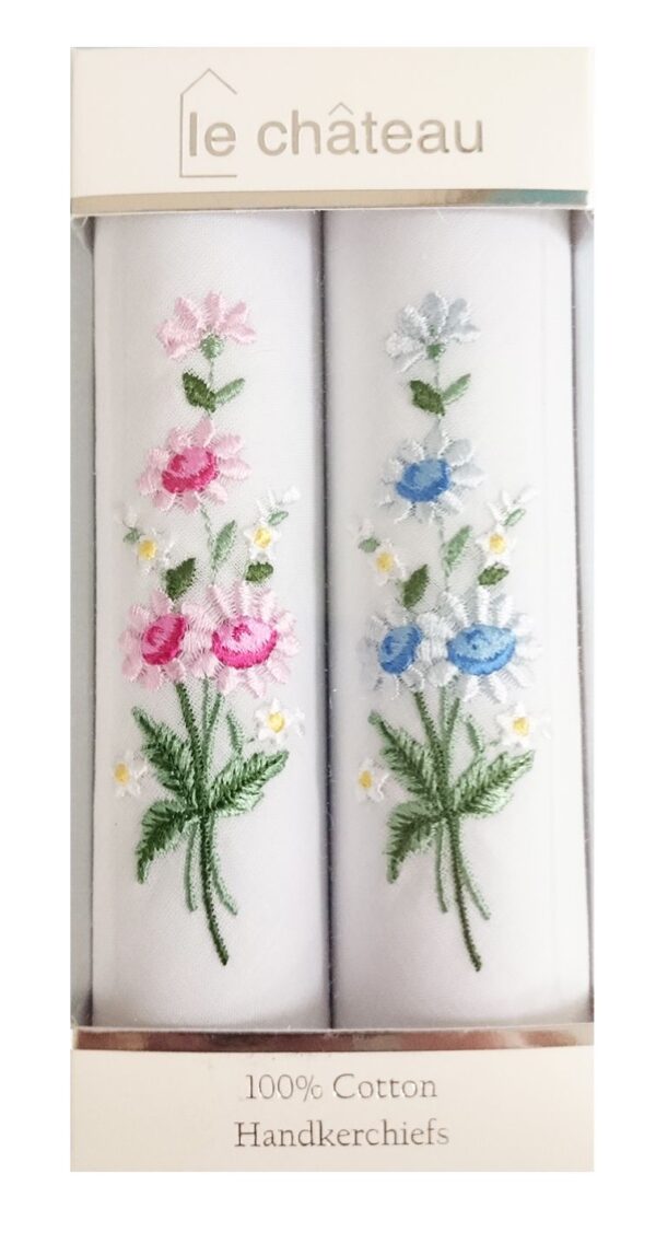 Ladies Floral Embroidered Handkerchiefs | Box of 2 - Image 6