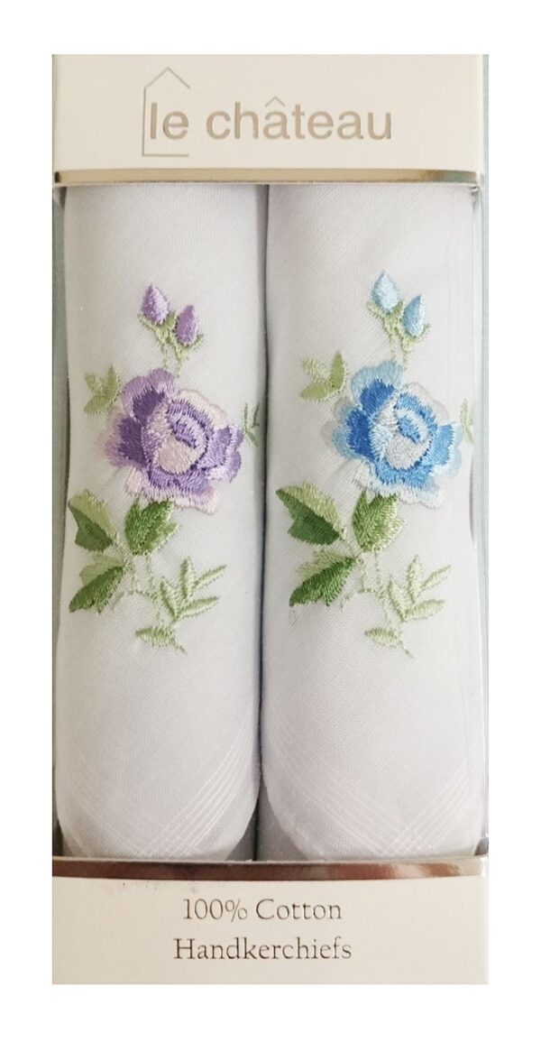 Ladies Floral Embroidered Handkerchiefs | Box of 2 - Image 9