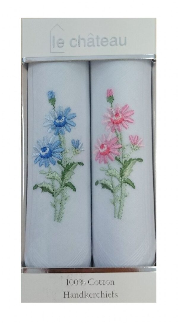 Ladies Floral Embroidered Handkerchiefs | Box of 2 - Image 5