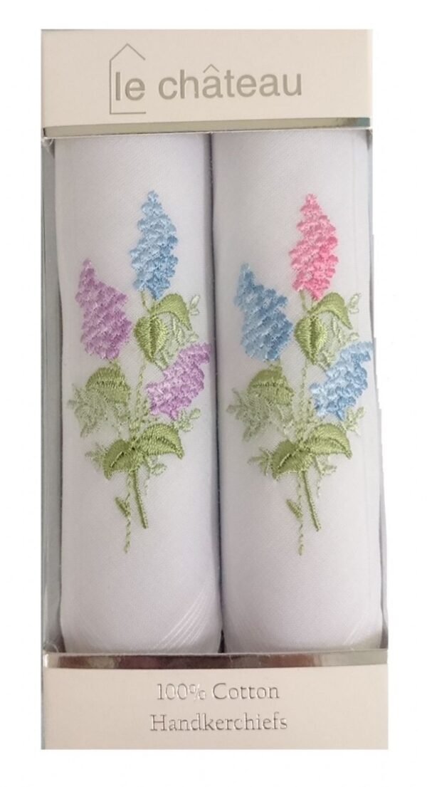 Ladies Floral Embroidered Handkerchiefs | Box of 2 - Image 12