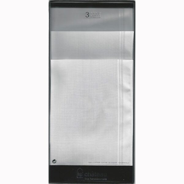 Ladies White Handkerchiefs with White Satin Border | Box of 3