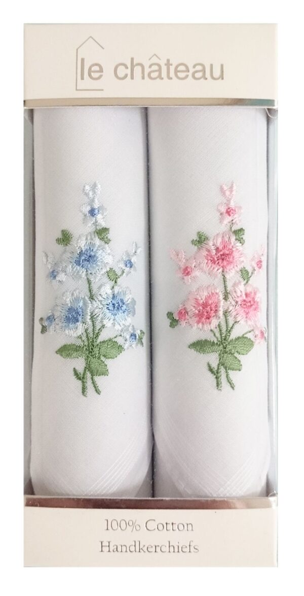 Ladies Floral Embroidered Handkerchiefs | Box of 2 - Image 11