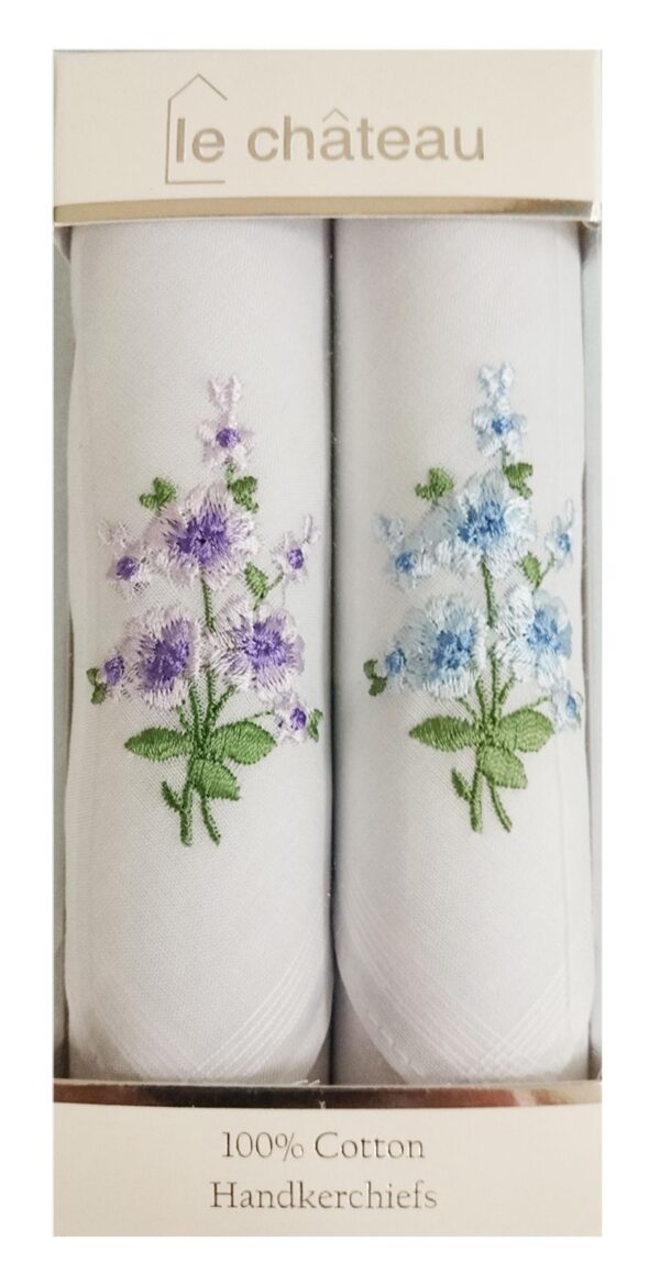 Ladies Floral Embroidered Handkerchiefs | Box of 2 - Image 10